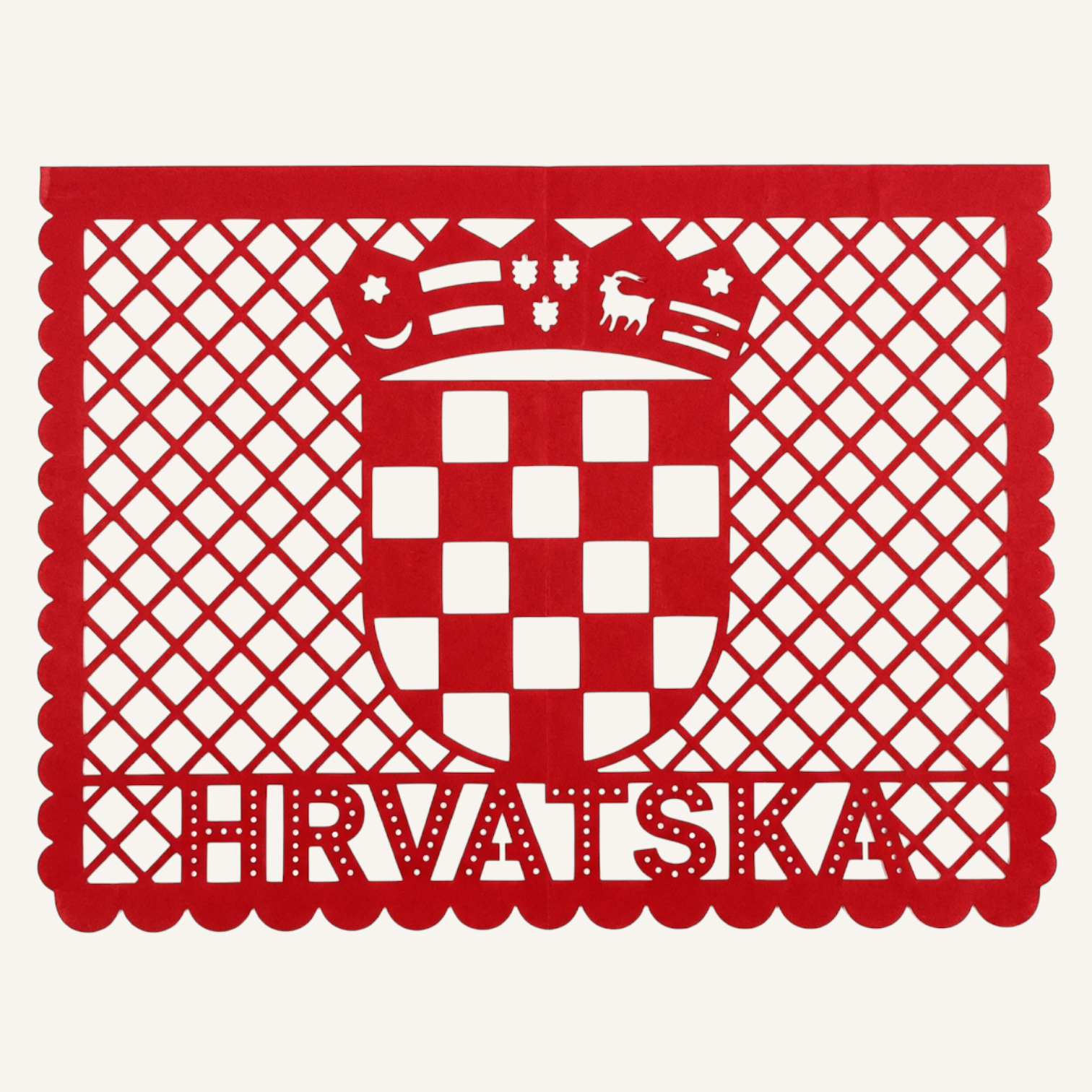 Papel picado artesanal con los colores de Croacia para el Mundial 2026