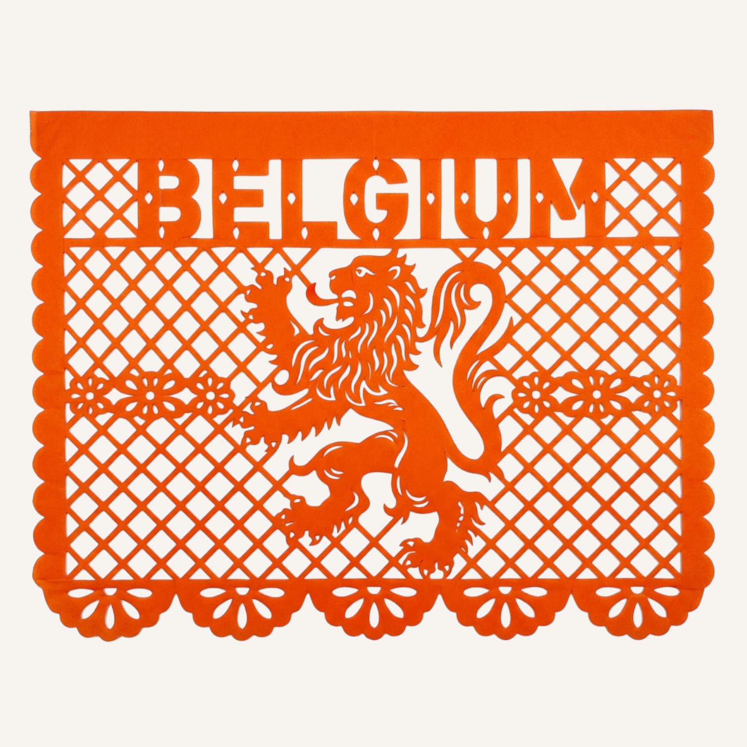 Papel picado artesanal con los colores de Bélgica para el Mundial 2026