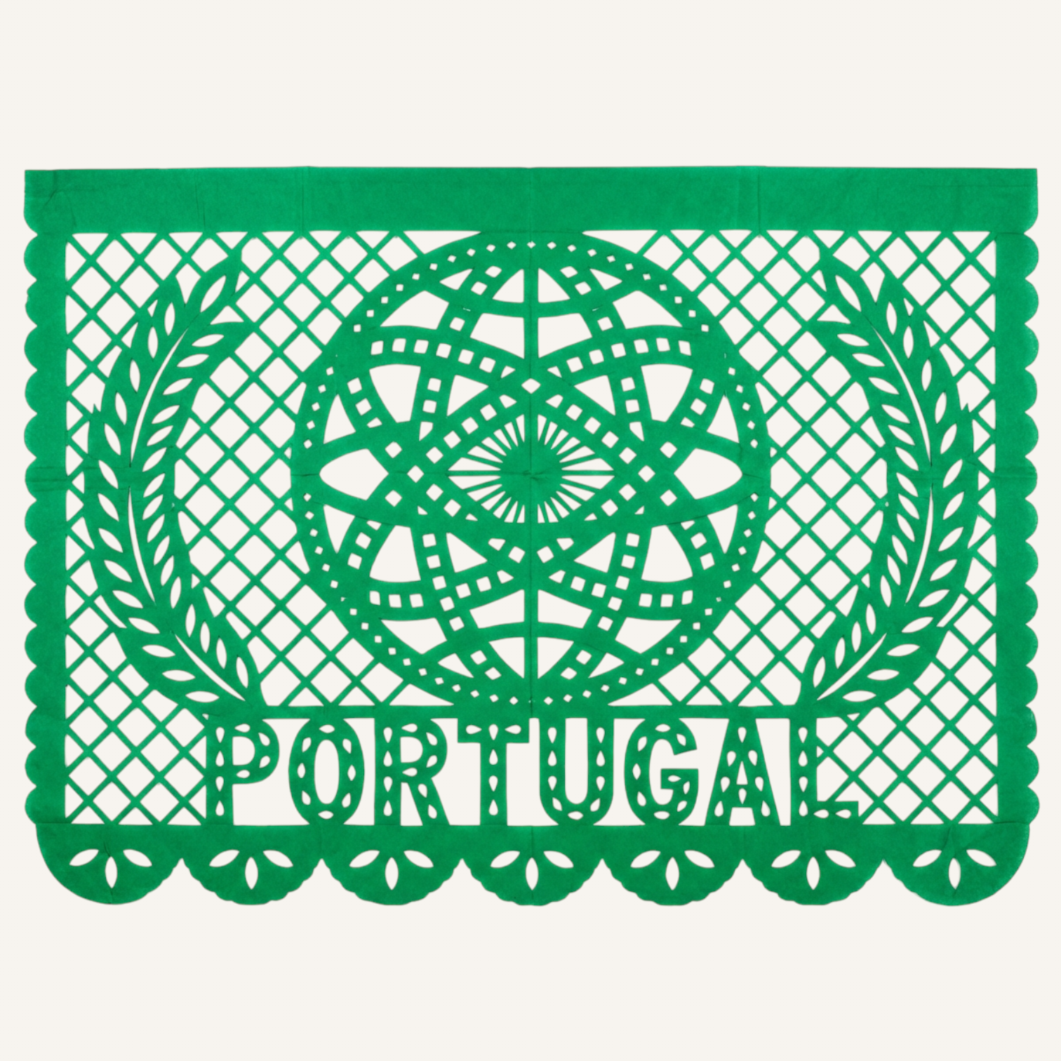 Papel picado artesanal con los colores de Portugal para el Mundial 2026