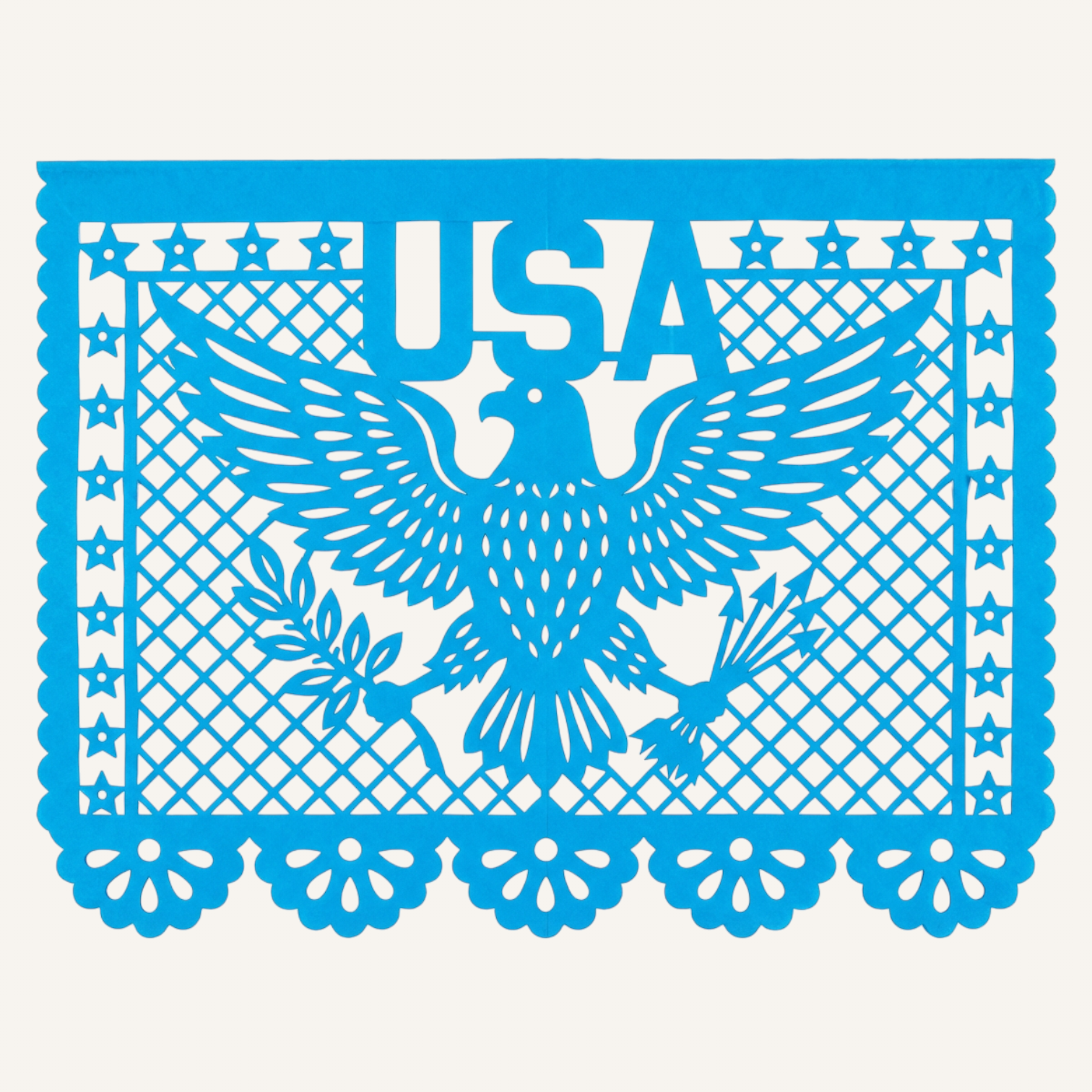 Papel picado artesanal con los colores de Estados Unidos para el Mundial 2026