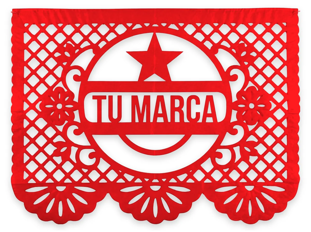 El logotipo de tu empresa en papel picado para eventos corporativos, lanzamientos, puntos de venta y ferias.
