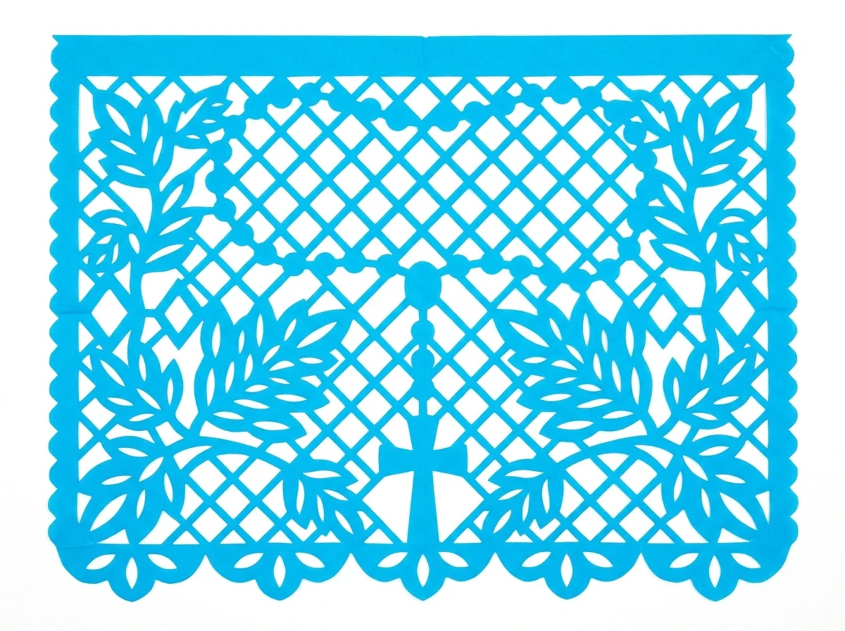 Un elegante diseño que enmarca un rosario central, perfecto para eventos religiosos que requieren un toque de distinción y oración.