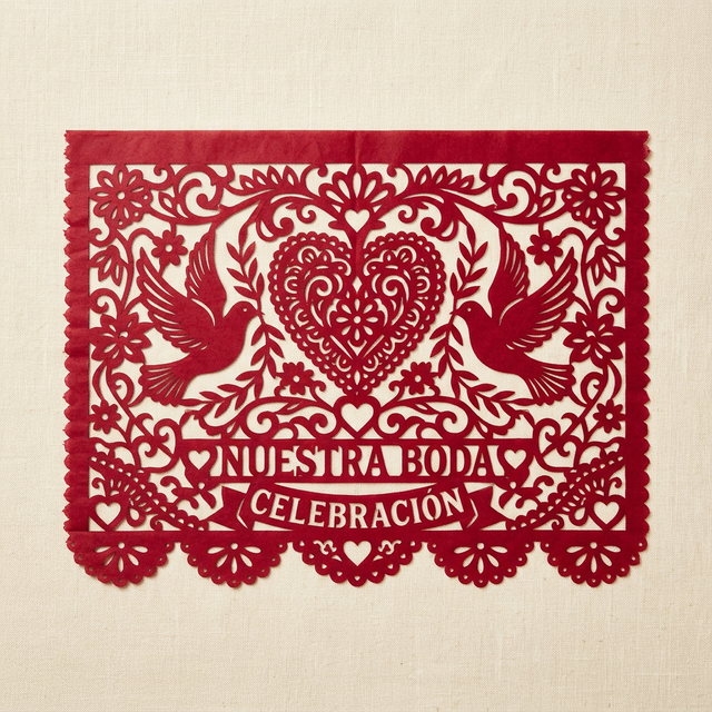 Papel Picado Rojo - Nuestra Boda